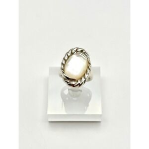 Mother of Pearl Sterling Silver Handmade Statement Ring‎ Size 8.75